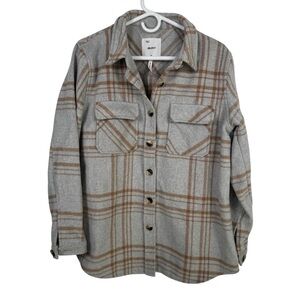 Object Vera Owen Long Sleeve Wool Blend Shacket, Gray/Multi, Size 40 (US 8)